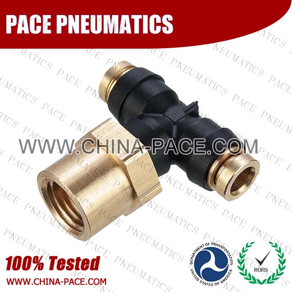 Female Branch Tee Composite DOT Push To Connect Air Brake Fittings, Plastic DOT Push In Air Brake Tube Fittings, DOT Approved Composite Push To Connect Fittings, DOT Fittings, DOT Air Line Fittings, Air Brake Parts